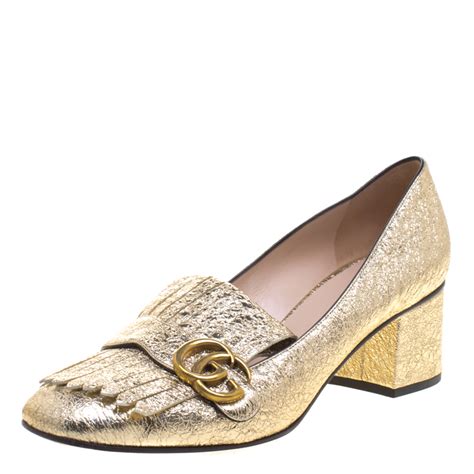 gucci marmont metallic pump bloomindale|Gucci kitten heel pumps.